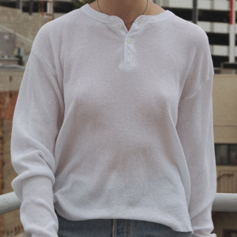 Brandy Melville Button Down Waffle Long-Sleeve